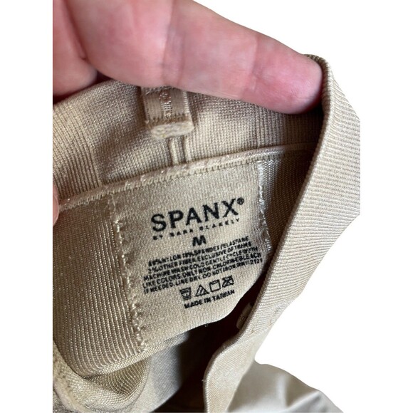 Spanx Size M Sara Blakey Mid Thigh High Waisted Bodysuit Nude - Picture 5 of 6
